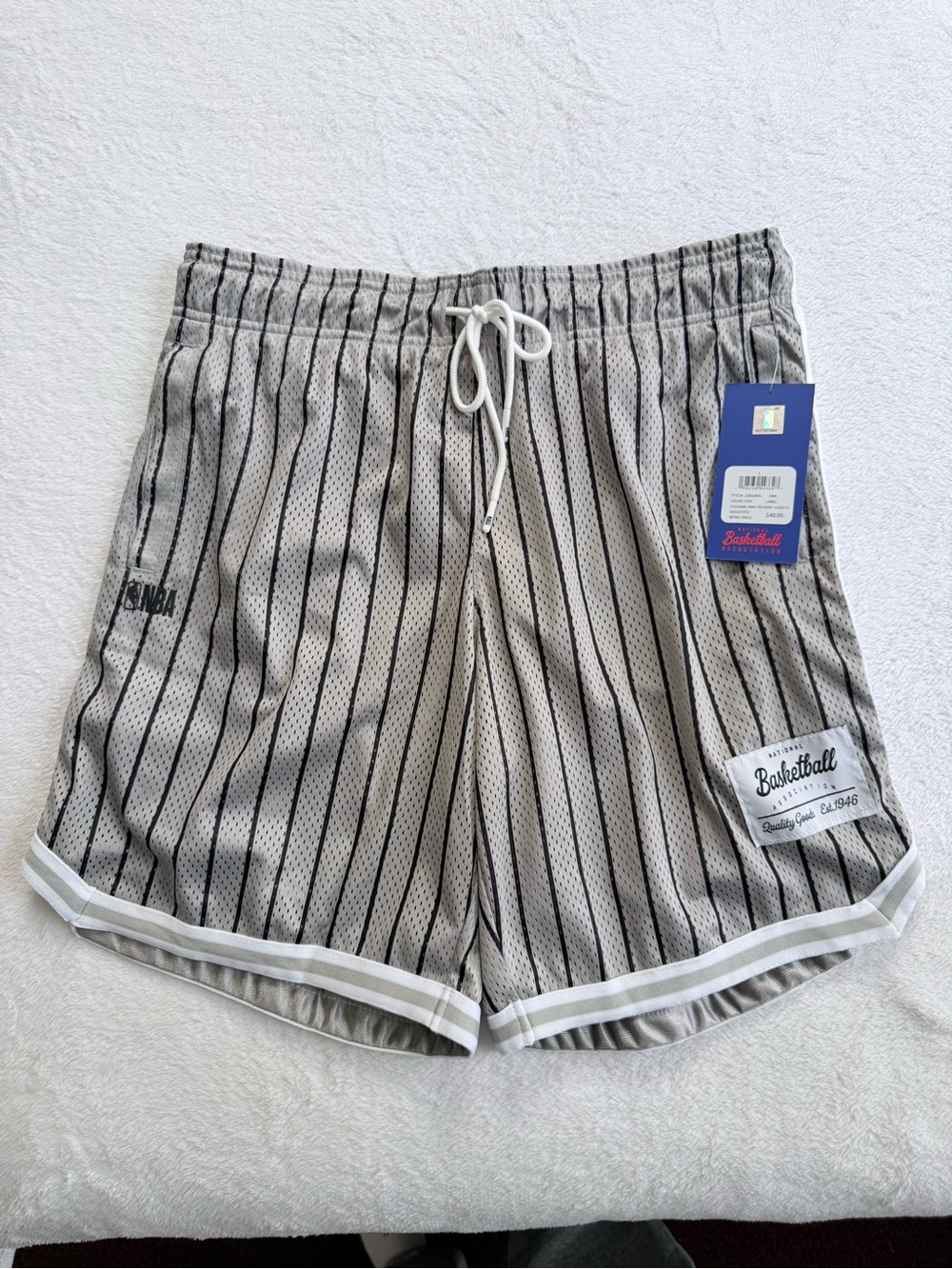 New NBA Basketball Mesh Pinstripe Men’s Shorts - Gray